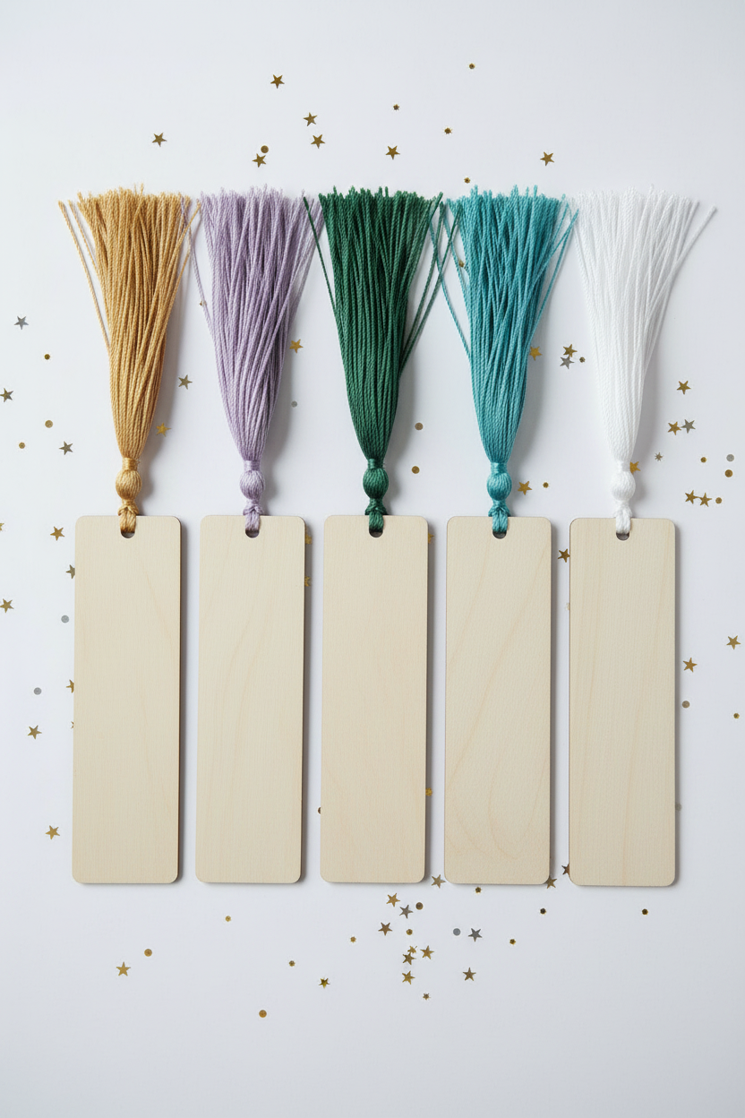 Five Bookmarks White Sparkle Background